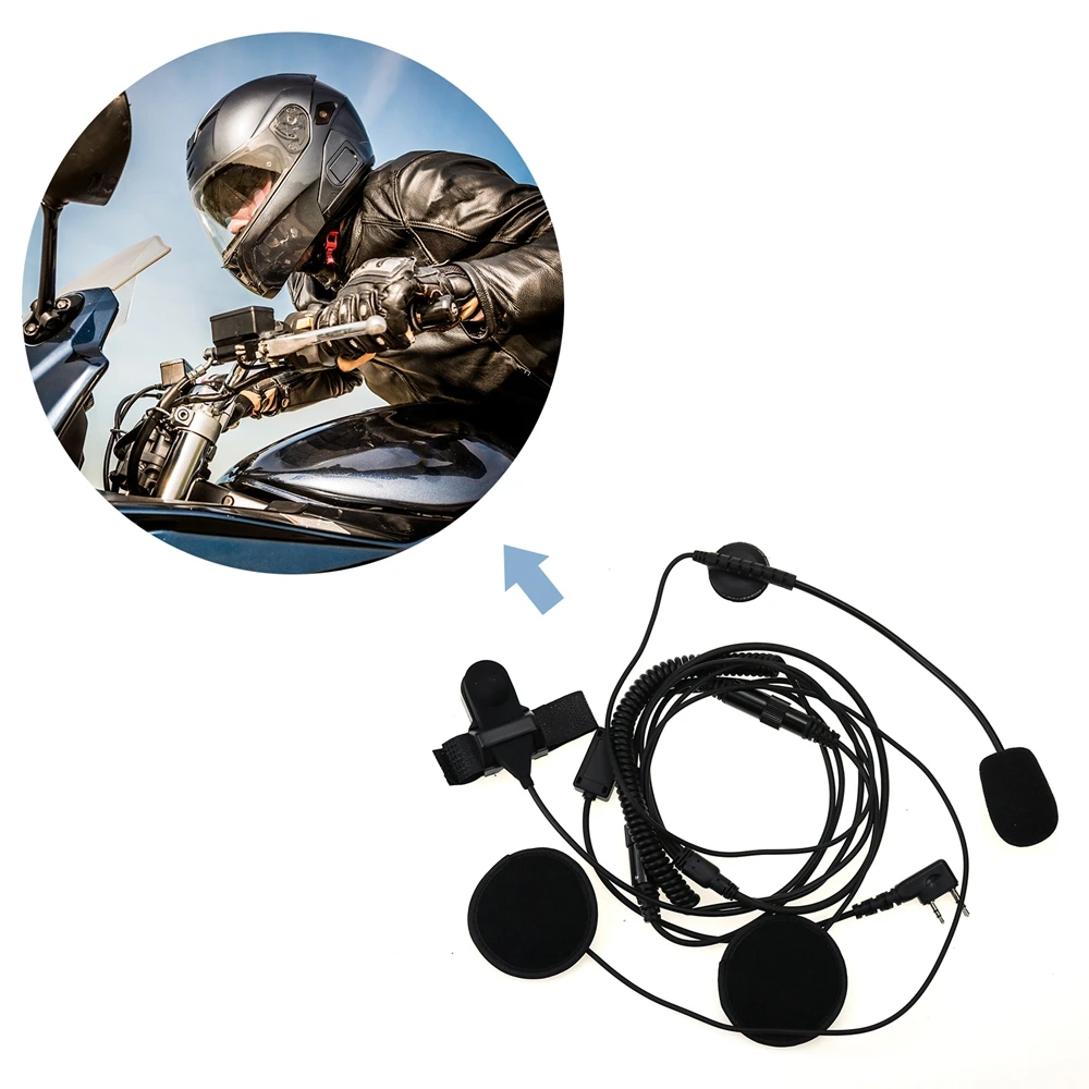 2Pin Helmet Motorcycle Race Headset Microphone for Kenwood Baofeng Two Way Radio 