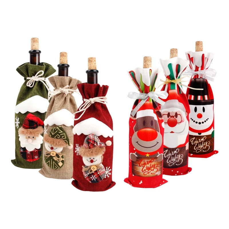 Christmas Wine Bottle Cover Merry Christmas Decorations For Home 2022 Christmas Ornament New Year 2023 Xmas Navidad Gifts