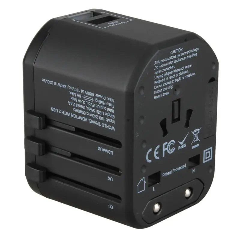 Universal Travel Adapter International Plug Converter Adapter All in one 3.4A 2 USB Worldwide Wall Charger for UK/EU/AU/US Plu#8 Universal Travel Adapter International Plug Converter Adapter All in one 3.4A 2 USB Worldwide Wall Charger for UK/EU/AU/US Plu#8