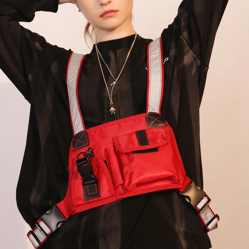 

Tactical Vest Chest Bag for Men Reflective Strap Radio Harness Chest Front Pack Pouch Holster Military Vest Chest Rig Bag Kanye