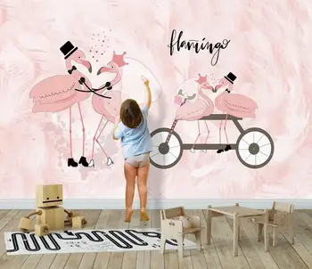 

Custom nordic ins wind couple flamingo children room background wall painting wallpaper
