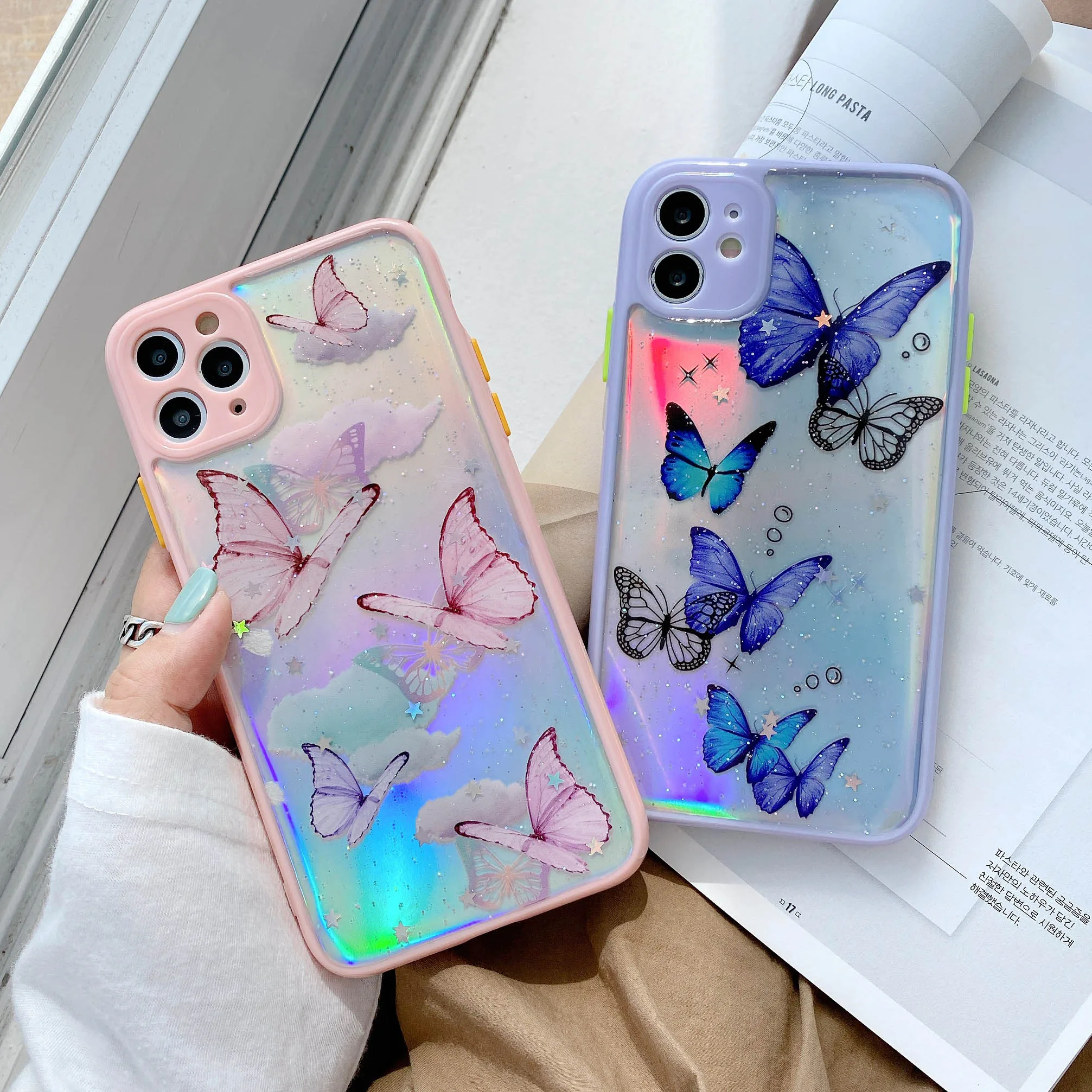 3D Butterfly Laser Bumper Phone Case For iphone 11 Pro Max 7 7Plus 8 8Plus SE 2 X XR XS Max Fashion Transparent Clear Soft Cover 3D Butterfly Laser Bumper Phone Case For iphone 11 Pro Max 7 7Plus 8 8Plus SE 2 X XR XS Max Fashion Transparent Clear Soft Cover