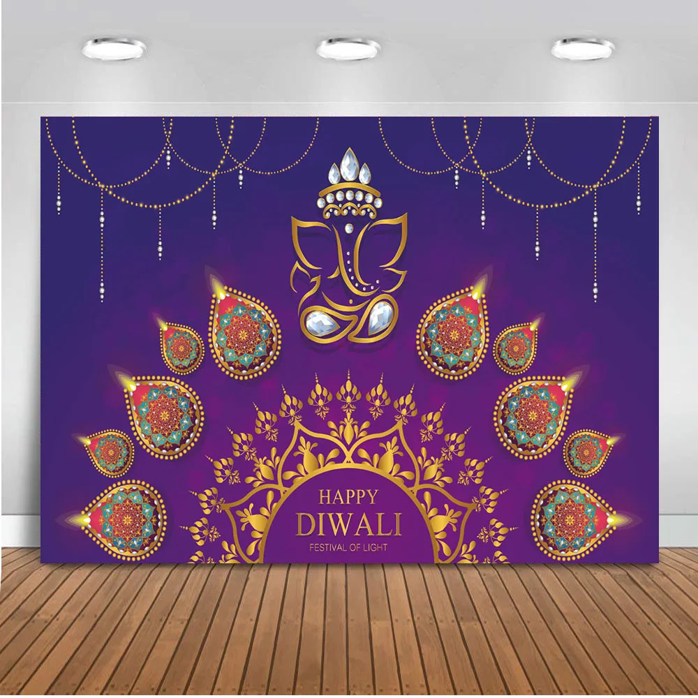 Фон для фотосъемки diwali diya индийские мифологические свечи украшение Золотые