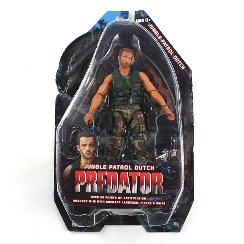 19 см NECA Alien VS Predator 25th Anniverary Jungle Patrol Dutch PVC фигурка Коллекционная модель игрушки