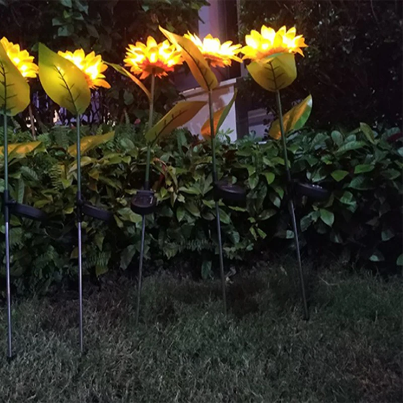 Солнечный светильник с подсолнечником в стиле подсолнуха светодиодный газон для наружного сада во дворе открытый сад мощные уличные солнечные лампы