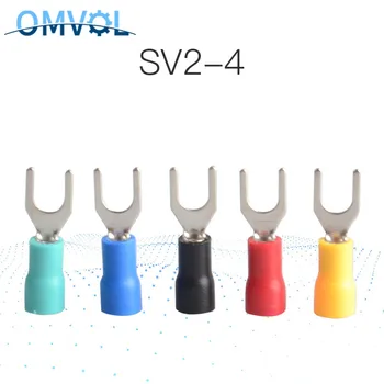 

50PCS SV2-4 Yellow Furcate Cable Wire Connector Furcate Pre-Insulating Fork Spade 16~14AWG Wire Crimp Terminals SV2-4 SV