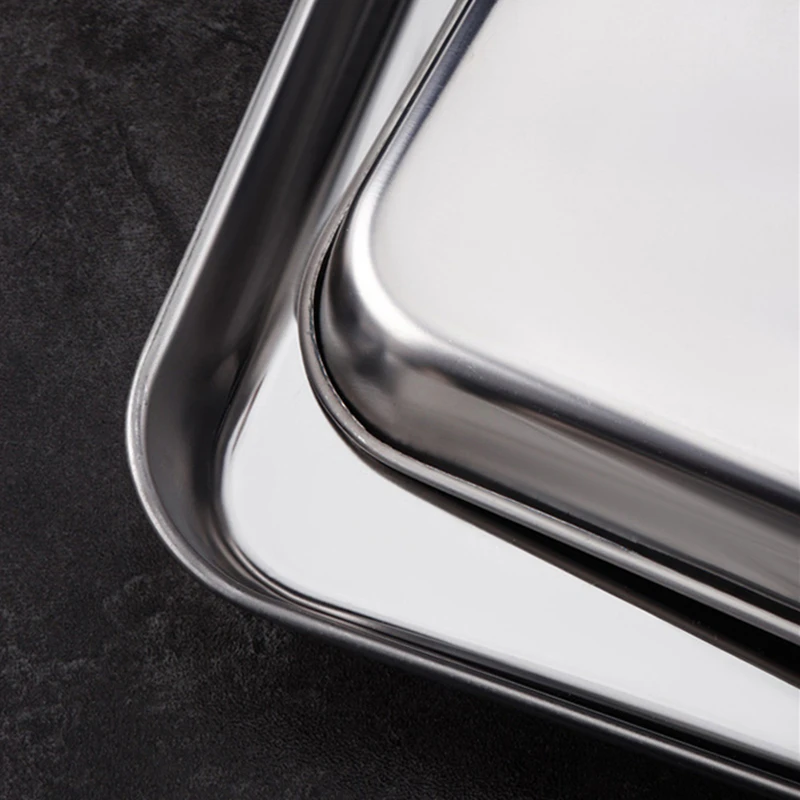 1 Pc Stainless Steel Storage Trays Steamed Sausage Dish Rectangle Fruit Bread Cookie Pans Multi-Function Kitchen Baking Plate 5