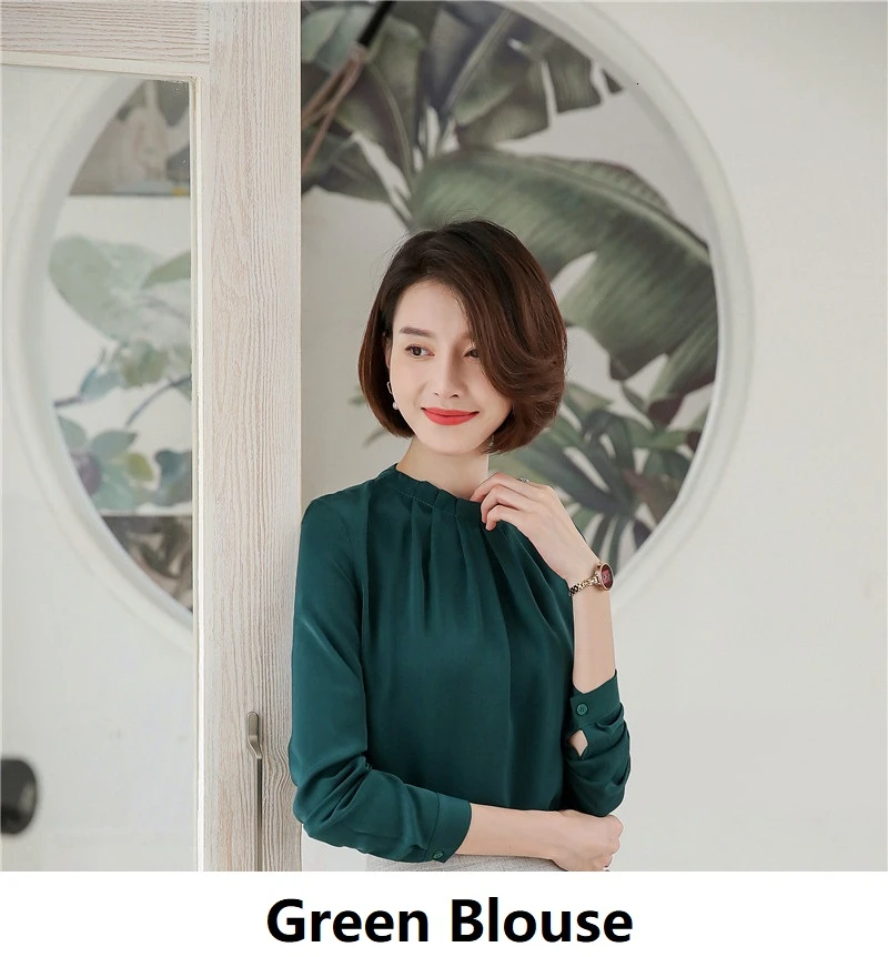 Green Blouse Официальные костюмы, дизайнерские профессиональные брючные костюмы для женщин, Офисная Рабочая одежда, осень-зима, высококачественные тканевые блейзеры, OL стили - Цвет: Green Blouse