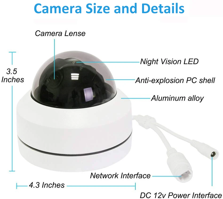  UniLook Outdoor 5MP PoE PTZ Security IP Camera 2592x1944P Super HD 4X Optical Zoom PTZ Dome Camera 