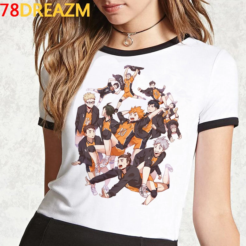 Футболка женская с рисунком аниме топ японским мультяшным Kuroo Oya Haikyuu унисекс