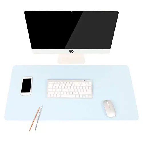 Light Blue 80x40 см ультра тонкий водонепроницаемый ПВХ кожаный коврик для мыши, двойного использования стол письменный коврик для офиса/дома - Цвет: Light Blue