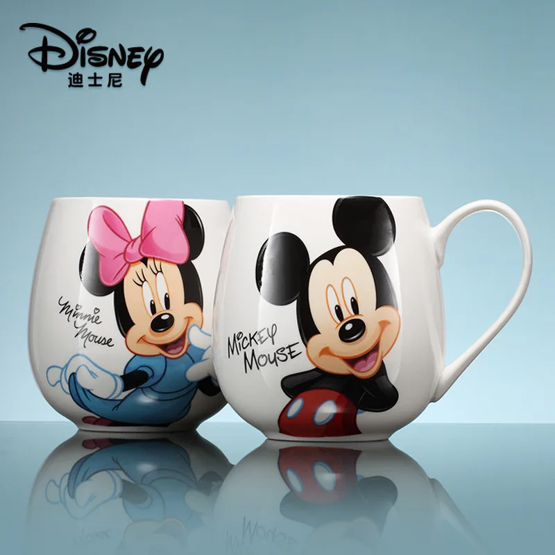 

Disney 300ML Cartoon Mickey Minnie Mug Ceramic Cups boys girls kindergarten Bottle Breakfast Cup kids gift