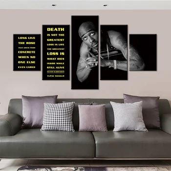 

Modern Canvas Wall Art 5 Pieces 2Pac popular singer Pictures HD Printed Painting Poster for Living Room Modern Home Decor