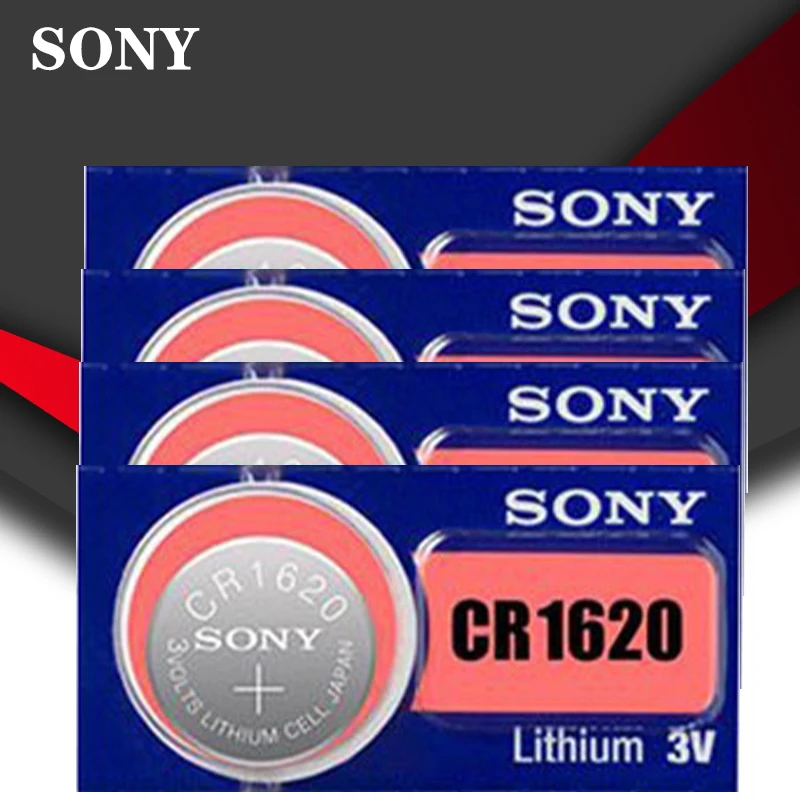 Sony 100%-pila de botón Original CR1620 para reloj, llave remota de coche, cr 1620, ECR1620, GPCR1620, 3v, batería de litio, 4 uds.