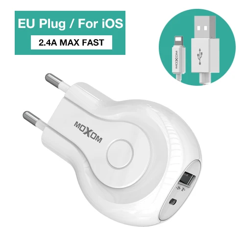 MOXOM 5V 2.4A двойное USB зарядное устройство для iPhone X 8 7 портативное зарядное устройство для мобильного телефона быстрое настенное зарядное устройство США штекер для samsung Xiaomi Mi 8 - Тип штекера: MX-HC01L