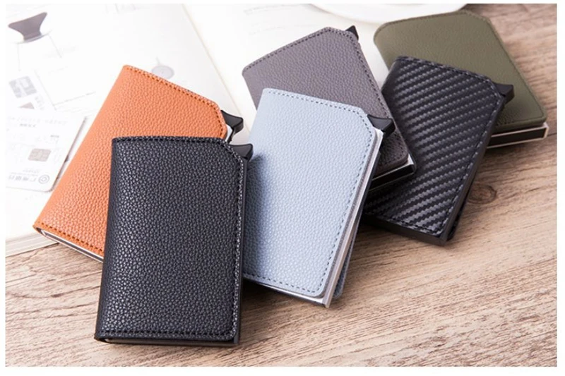 Модный Анти RFID блокирующий мужской держатель для кредитных карт PU маленький кошелек, кожаный ID Чехол для банковских карт металлический защитный кошелек для женщин