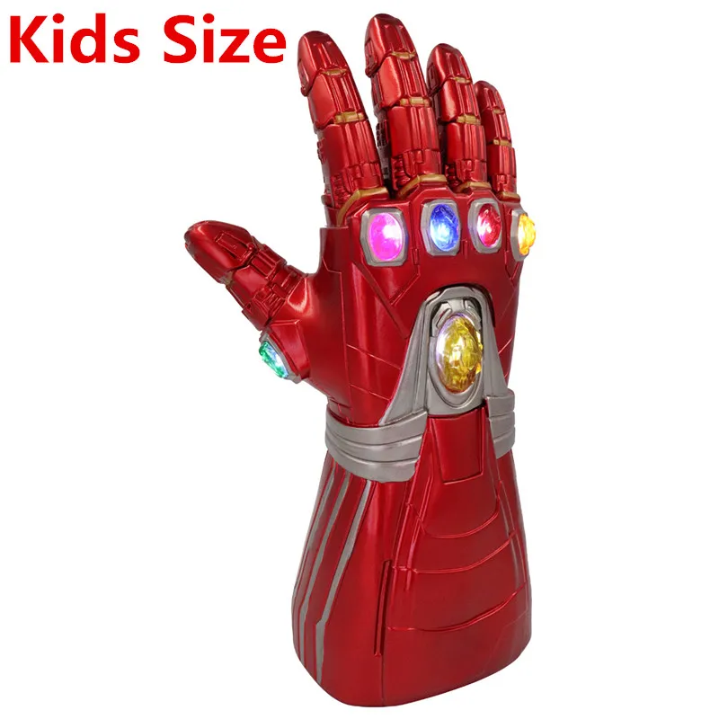 LED Kids Size Endgame супергерой Тони Старк для косплея Железного человека рука перчатка Бесконечность рукавица Халк правая рука танос светодиодный перчатки игрушка для детей и взрослых опора - Цвет: LED Kids Size