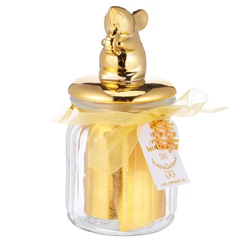 

1pc Wedding Glass Candy Box Hand Gift Animal Ceramic Jar Sealed Glass (Golden)
