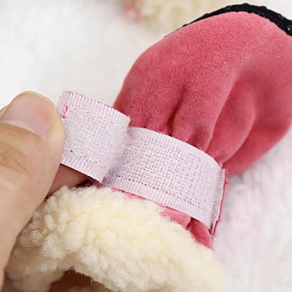4 pcs Winter Warm Small Dog Shoes Waterproof Boots Anti-slip Rain Shoes Warm Booties For Small Dogs Cats Puppy Chihuahua