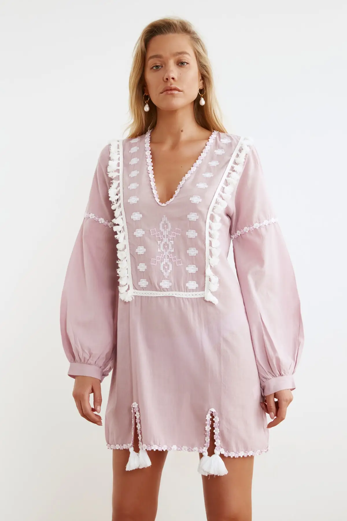 Trendyol Tassels Ethnic Voile Beach Dress TBESS21EL1254 Trendyol Tassels Ethnic Voile Beach Dress TBESS21EL1254