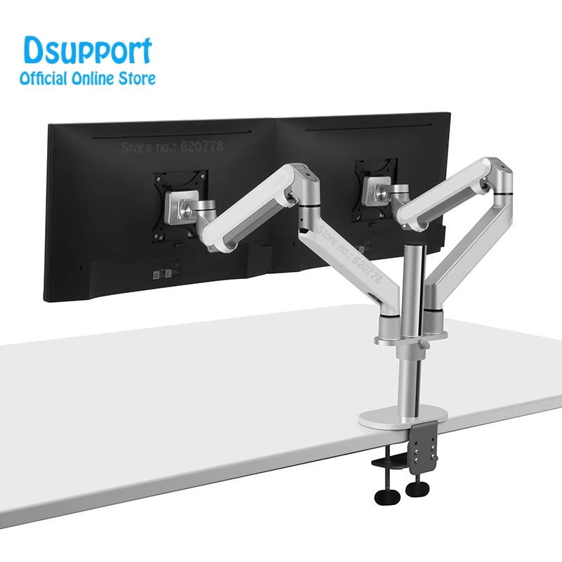 

2019 New OL-2Z Desktop 17-32 inch Dual Monitor Mount Arm Full Motion Aluminum Monitor Holder Gas Spring Arm Load 2-9 kgs Each