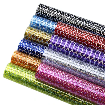 

10Pcs/Set 20*34cm Clear Fish Scale Printed Faux Synthetic Leather Fabric Sheets ,DIY handmade materials for bag,1Yc7415