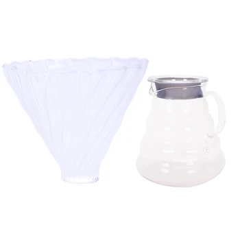 

V60 Pouring Glass Series 360Ml 600Ml 800Ml Glass Water Bottle Drip Coffee Pot Funnel with Carafe Drip Coffee Pot Coffee Kettle B