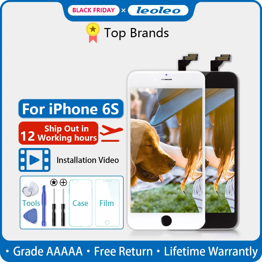 LEOLEO 10 шт. AAAAA белый и черный Новый ЖК дисплей для iPhone 6S 6GS 4 7 ''ЖК сенсорный экран