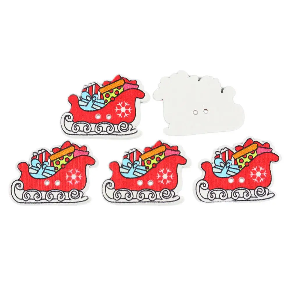 

Wood Buttons Christmas Santa Boots New Year Kids Clothing DIY Accessories Scrapbooking Two Holes Multicolor 3cm x 2.2cm 50 PCs