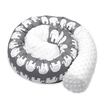 

2m Baby Cot Bumper Pillow Crib Bed Toddler Cushion Cotton Elephant Printed Washable Case