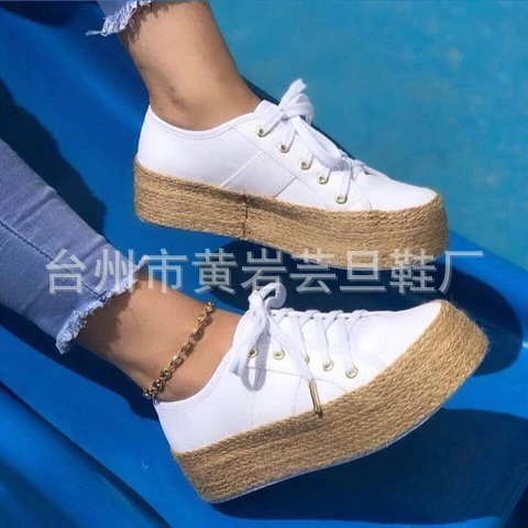 Platform Woman Fashion Canvas Sneakers Lace Up Thick Chunky Shoes Solid Red White Sneaker Tenis _ - AliExpress Mobile