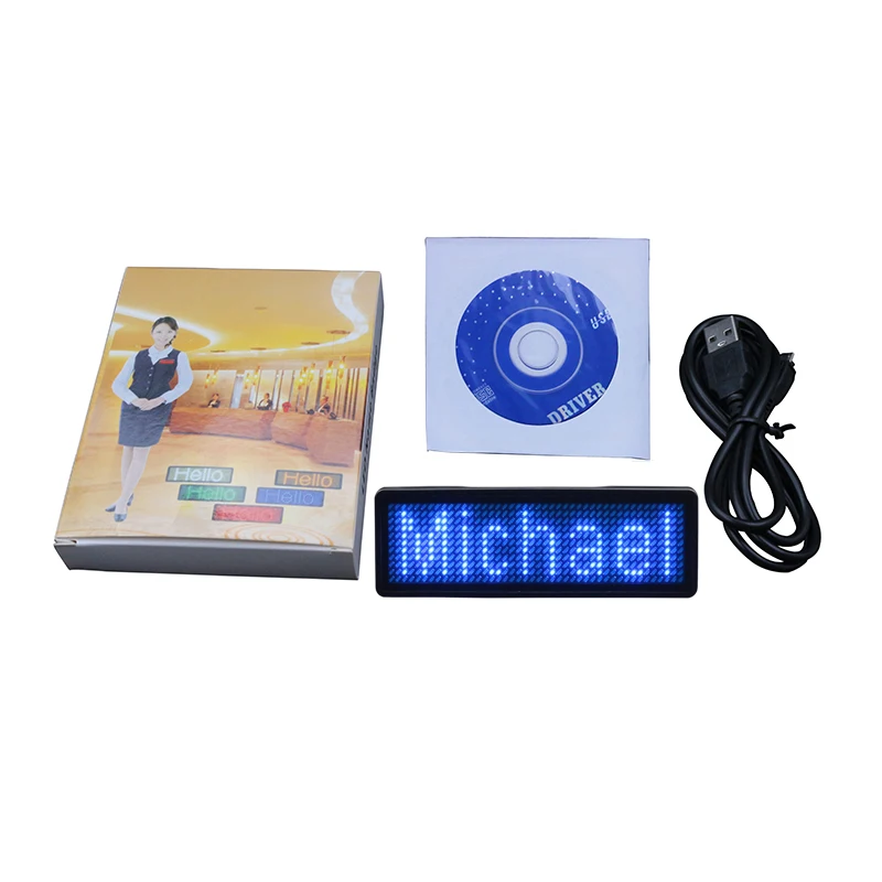 Bluetooth LED Badge Rechargeable Led Name Tag 11*55 wide trademark with magnet