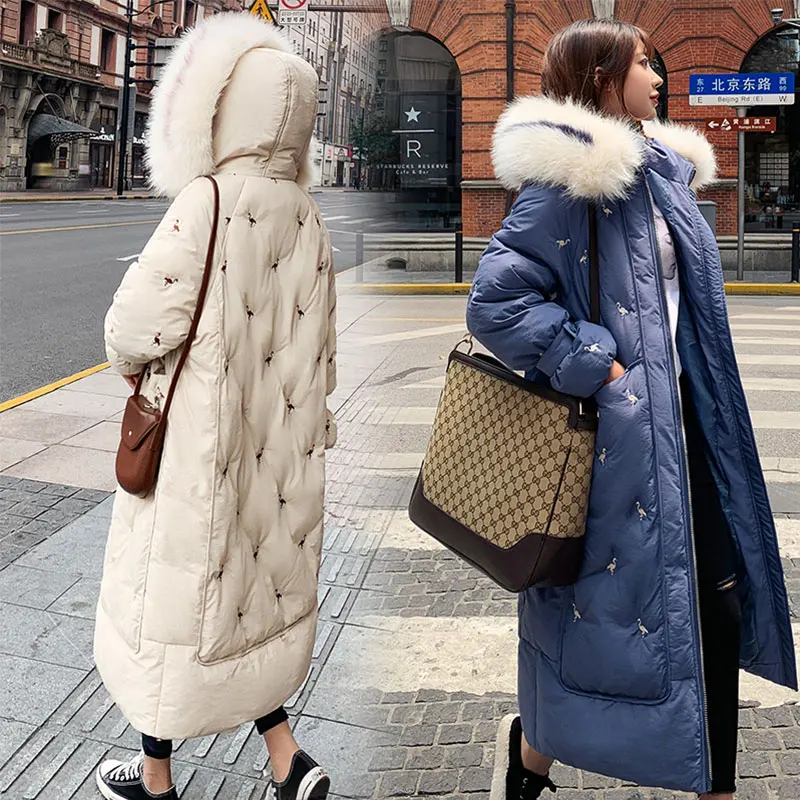 Chic Fur Coat Hooded Winter Down Coat Warm Jacket