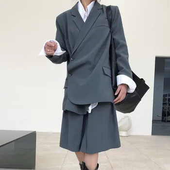 Fashion oblique placket Blazer