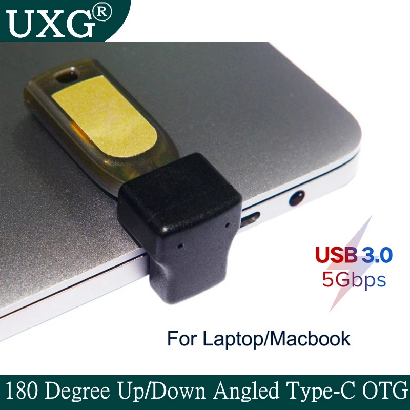 

180 Degree Up & Down Angled Type-C USB-C OTG To USB 3.0 5Gbps Female Extension Adapter For Cell Phone & Tablet Mac VR