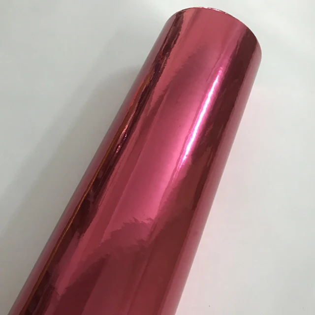 Высокая растягивающаяся Водонепроницаемая красная хромированная зеркальная виниловая пленка, рулонная пленка для автомобиля, наклейка для автомобиля - Название цвета: Rose Red
