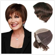 Hstonir парики из натуральных волнистых волос, европейские волосы remy, французские кружева спереди с прядями сзади для женщин G016