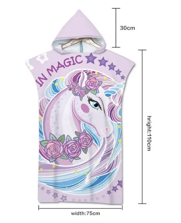 Microfiber Printed Hooded Beach Towel For Adults Quick Dry Swimming Pool Poncho Bath Towel With Cloak Bathrobe