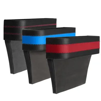 

New 2pcs/1pc Universal Leather Car Seat Side Storage Box Pocket Organizer Phone Holder with Coin Box Interior Stowing Tidying