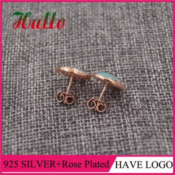 

High Quality Rose Gold Stud Earrings pendientes plata de ley 925 mujer boucle d'oreille femme 2019
