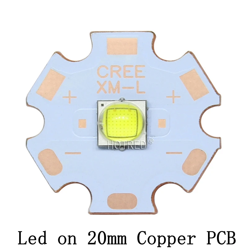 5 шт. Китай Cree XLamp XM-L2 XML2 T6 SMD5050 10 Вт Холодный белый 6500 к 80 мил высокой мощности светодиодный Диод таблеточного типа для детали для оборудования импульсного освещения лампы DIY - Испускаемый цвет: On 20mm Copper PCB