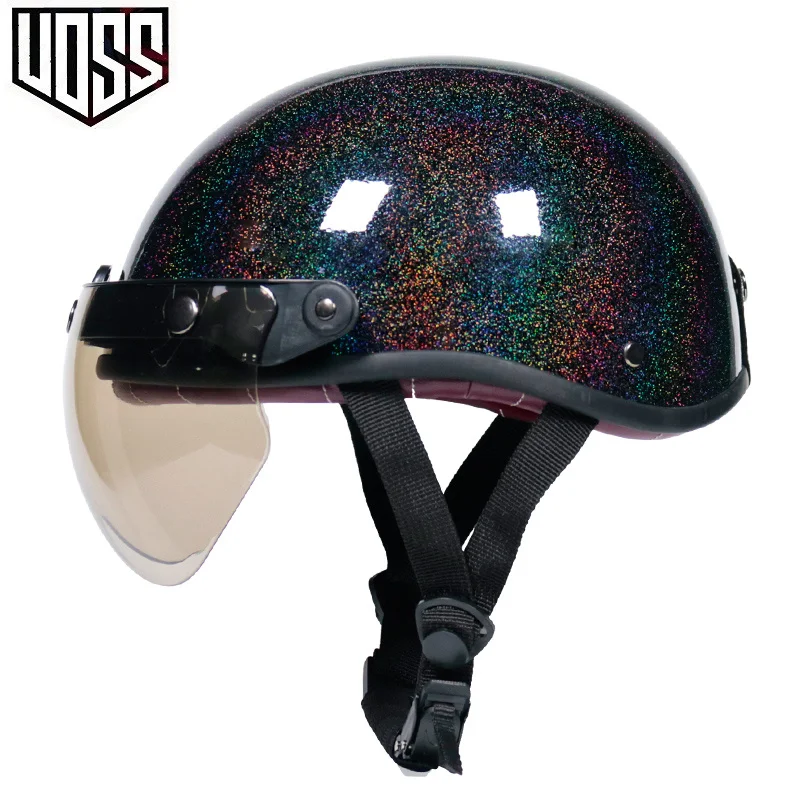 Retro motorcycle helmet skull cap retro middle mask German style helicopter cruiser | Автомобили и мотоциклы