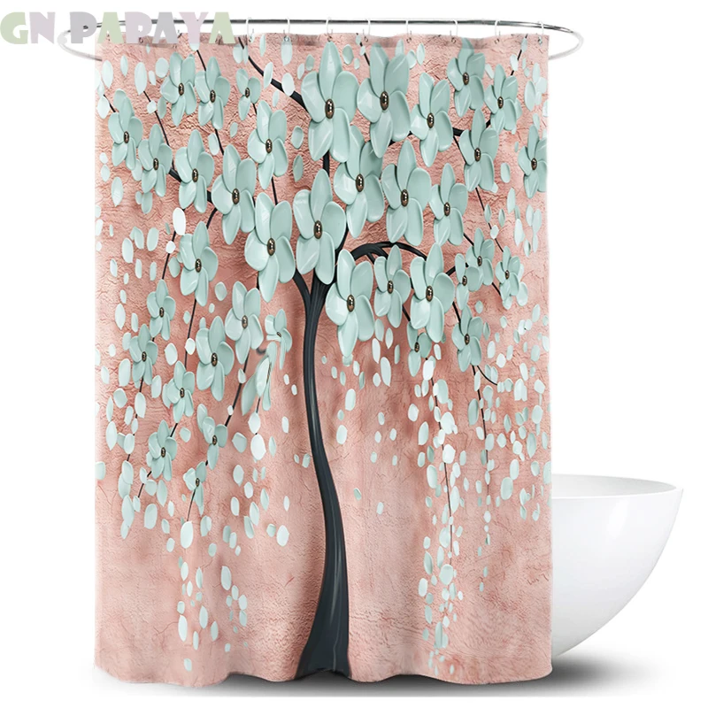 

Nordic Style flower 3d pink macrame Bath Curtains Waterproof Polyester Fabric fashion Shower Curtains Screen with Hooks