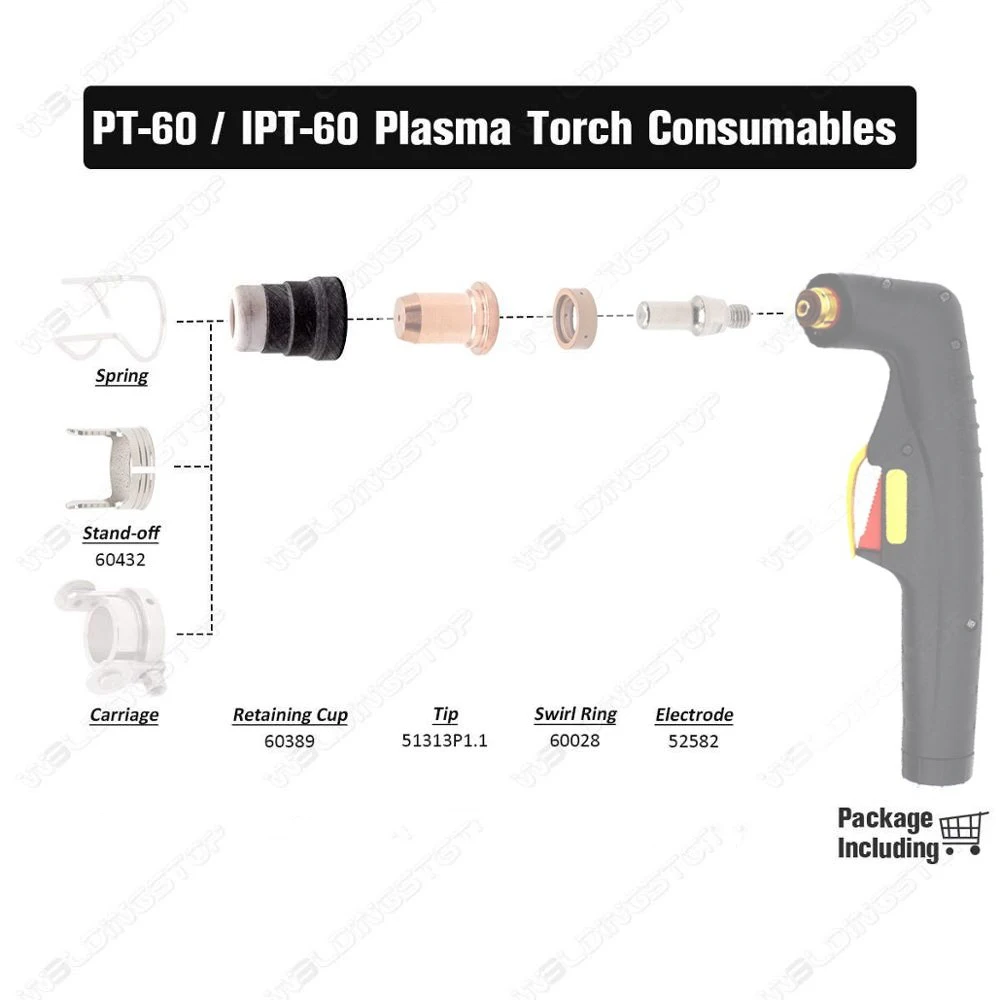 PT-60-soplete de corte por Plasma, vaso de retención de cerámica, piezas de repuesto, IPT-60, PK/1, 60389