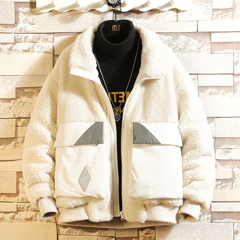

Winter Fashion Temperament Loose Warm Thick Lapel Lamb Decoration Casual Plus-size Men's Down Jacket Clothes