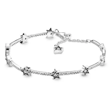 Новинка года. Зимний 925 пробы браслет из серебра. Браслет с небесными звездами. Браслет с бусинами. Модная европейская бижутерия