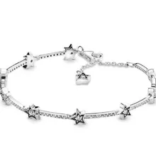 Новинка года. Зимний 925 пробы браслет из серебра. Браслет с небесными звездами. Браслет с бусинами. Модная европейская бижутерия