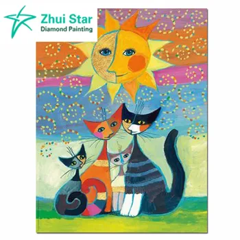 

Cartoon cat 5D Full drill Mosaic Handmade Diamond Painting Cross Stitch Diamond Embroidery Animals Patterns Rhinestones Arts