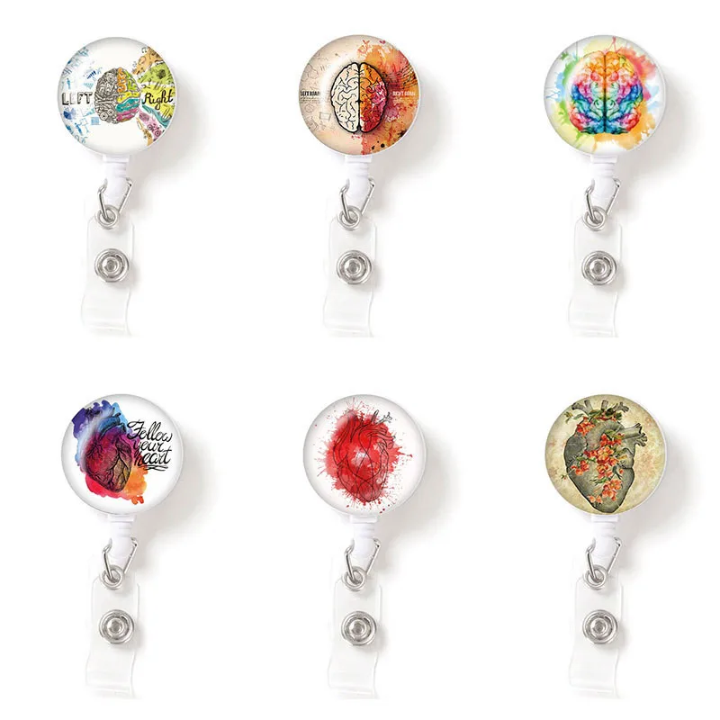 

Badge Holder 2021 Creative Pattern Retractable Nurse Badge Reel Clip Portable Mini Students Doctor ID Card Holder