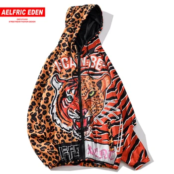 

Aelfric Eden Hip Hop Patchwork Leopard Hooded Jacket Fashion Harajuku Oversized Male Coats Casual Cotton Outwear Tops Streetwear